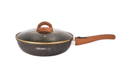 Сковорода Kukmara Granit ultra black-gold 26 см со съём. ручкой и стекл. крышкой сгбг263а