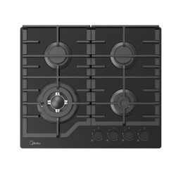 Встраиваемая варочная панель Газовая Midea MG593TGB, 60 см, цвет Чёрный