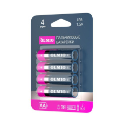 Эл.питания Olmio LR06/4BL AA (1BL-4шт) Alkaline