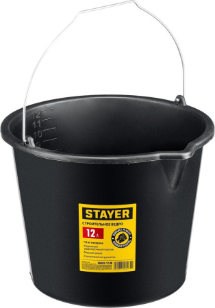 Ведро Stayer STRONG 12 л, строительное пластиковое ведро