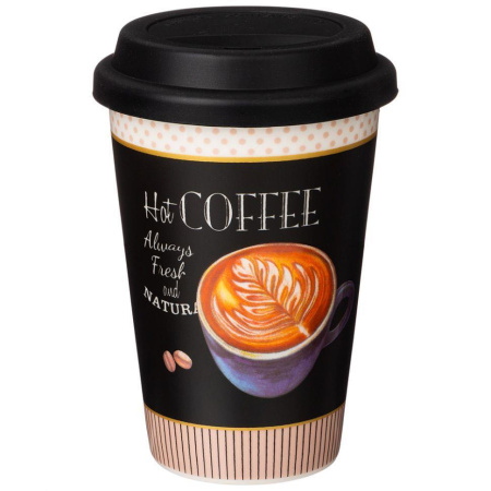 Кружка Lefard Coffemania с силик. крышкой бежевая 390 мл 260-653
