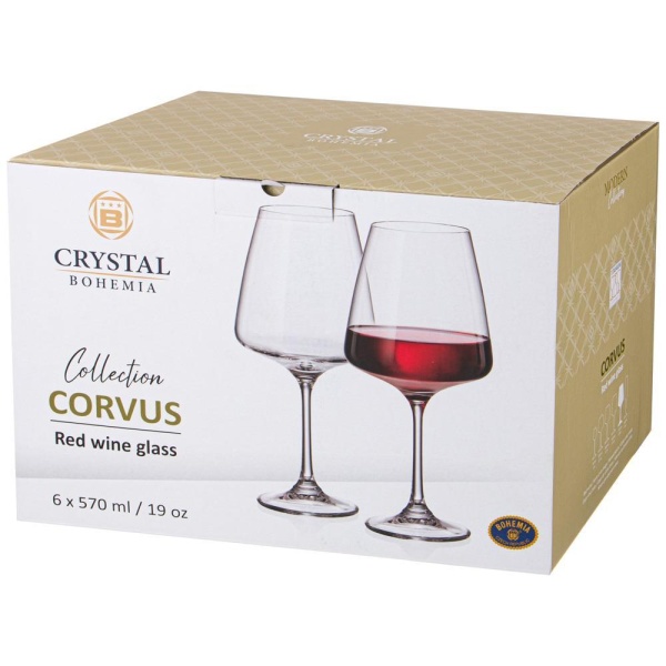 Набор бокалов для вина Crystal Bohemia Naomi/Corvus 6 пр. 570 мл 669-257