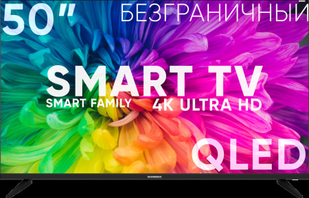  50" (127см) Телевизор Soundmax SM-QLED50T21SU\Q, SMART, UHD 4K 3840x2160, Цвет Чёрный