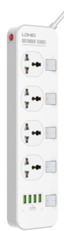 Сетевой фильтр с USB зарядкой LDNIO SC4408 (4USB, 2м) Gray