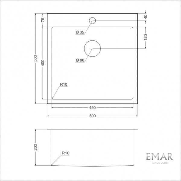 Кухонная мойка Emar EMB-117A PVD Nano Dark