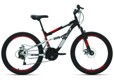 Велосипед Altair MTB FS 24 D (24" 18 ск. рост 15") 2022 черный/красный