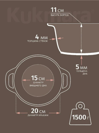 Кастрюля Kukmara Granit black 2,5 л кгч25а