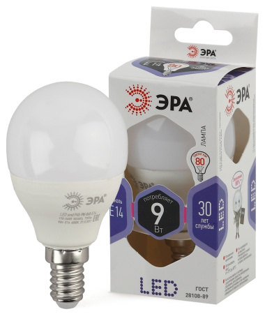 Лампа Эра LED smd P45-9W-860-E14