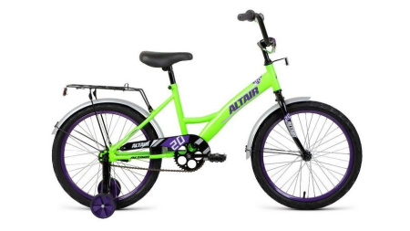 Велосипед Altair Kids 20 (1 ск. рост 13") 2021-22 ярко-зеленый/фиолетовый
