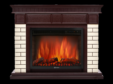 Портал Firelight Bricks 30 камень бежевый, шпон темный дуб