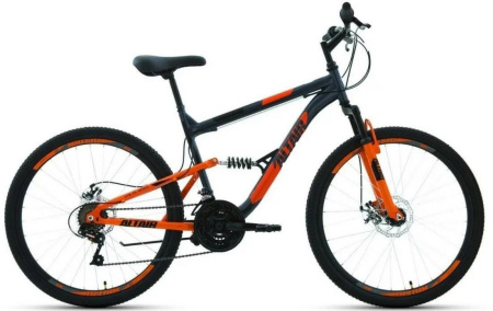 Велосипед Altair MTB FS 26 2.0 D (26" 18 ск. рост 18") 2022 темно-серый/оранжевый