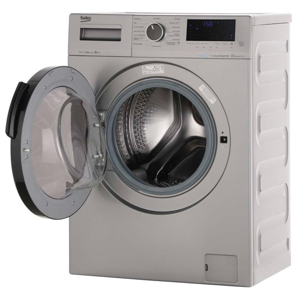 Стиральная машина с фронтальной загрузкой Beko WSPE7H616S, Max загрузка - 7,5кг, Max отжим - 1 200об/мин., цвет Серый