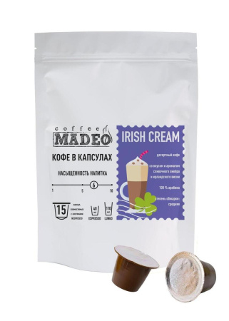 Кофе в капсулах Madeo Ирландский крем 0,075кг 15 капсул