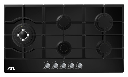 Встраиваемая варочная панель Газовая ATL 4 TB 90 BK MSTGF, 90 см, цвет Чёрный