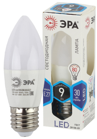 Лампа Эра LED smd B35-9W-840-E27