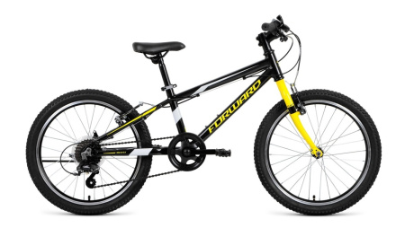 Велосипед Forward Rise 20 2.0 (20"  7ск. рост 11") 2018-19 черный/желтый