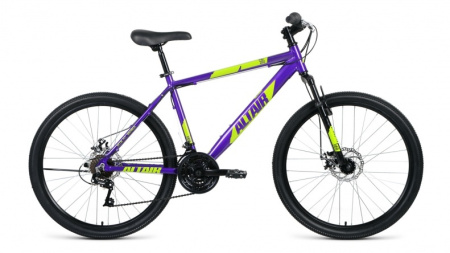 Велосипед Altair AL 26 D (26" 21 ск. рост 17") 2018-19 фиолетовый/зеленый