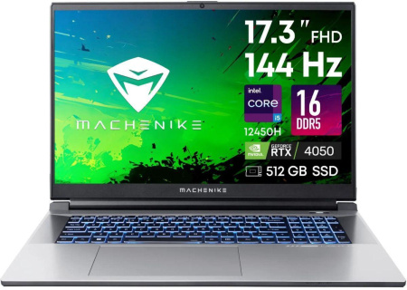 Ноутбук Machenike L17 Pulsar Core i5 12450H/16Gb/512Gb SSD/RTX 4050 6Gb/17.3" FHD IPS 144Hz (DOS) Silver (JJ00G600ERU)