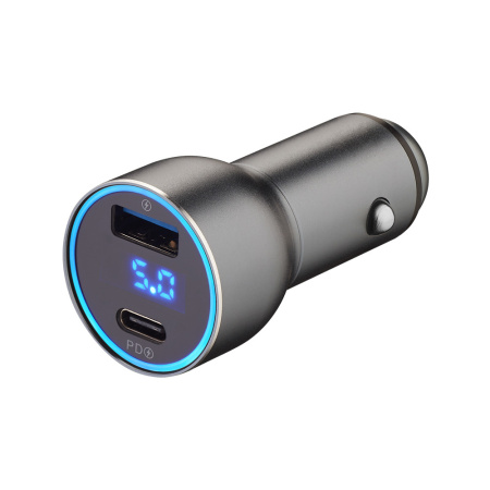 Авто З/У Deppa Alum QC 3.0 USB A+Type-C, 36W Graphite