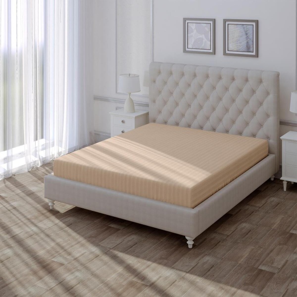 Простыня на резинке Verossa Stripe 140/200/20 Bronze Сатин 754958
