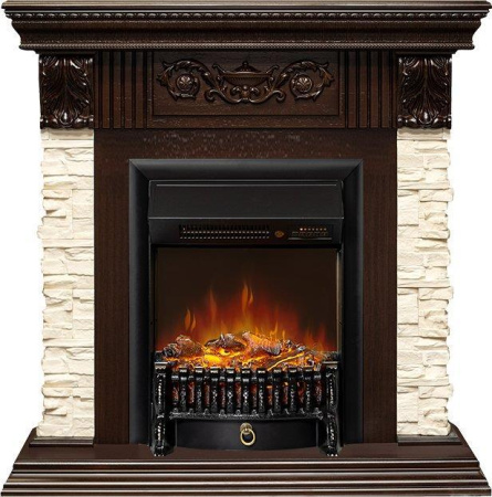 Каминокомплект: Портал Luxemburg STD темный дуб с очагом Royal Flame Fobos FXM Black RC