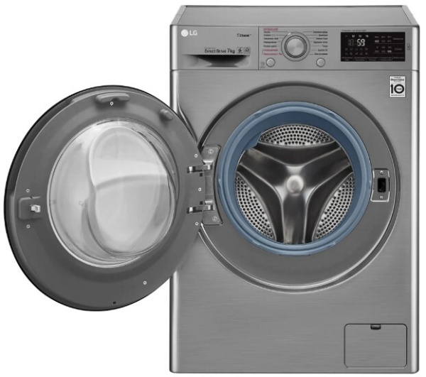 Стиральная машина с фронтальной загрузкой LG F2M5HS6S, Max загрузка - 7кг, Max отжим - 1 200об/мин., цвет Серебристый
