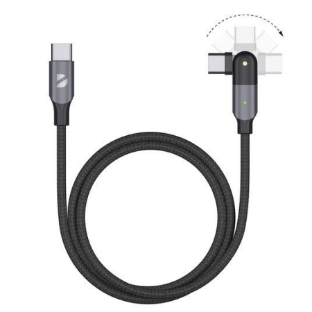 USB кабель Deppa USB Type-C - USB Type-C 3А поворотный 180˚ Black (1,2м) 72330