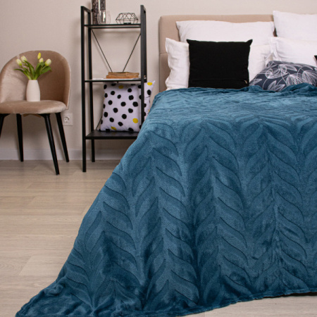 Плед Casa Conforte Fiona 200х220 Листья бирюзовые 6155174