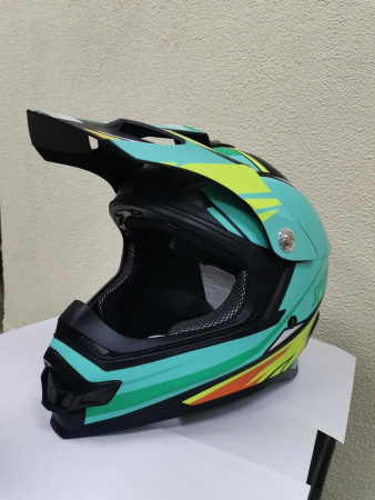 Мотошлем RACER JK802 (XL) черный/зеленый (no visor)