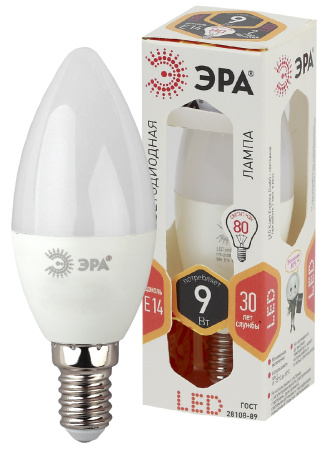 Лампа Эра LED smd B35-9W-827-E14