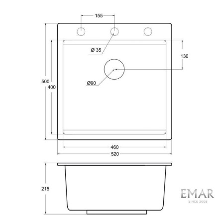 Кухонная мойка Emar EMQ-1520.Q Оникс с коландером