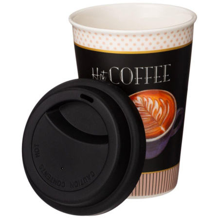 Кружка Lefard Coffemania с силик. крышкой бежевая 390 мл 260-653
