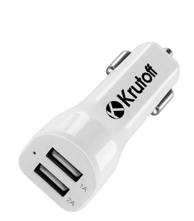 Авто З/У Krutoff CCH-01 2xUSB, 2.1A White