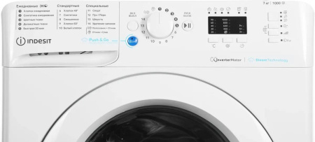 Стиральная машина с фронтальной загрузкой Indesit BWSA 7109 WWV RU, Max загрузка - 7кг, Max отжим - 1 000об/мин., цвет Белый