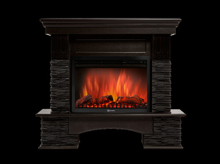 Портал Firelight Pietra Nuovo 25 камень сланец черный, шпон венге