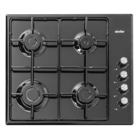 Встраиваемая варочная панель Газовая Simfer H60Q40B411, 60 см, цвет Чёрный