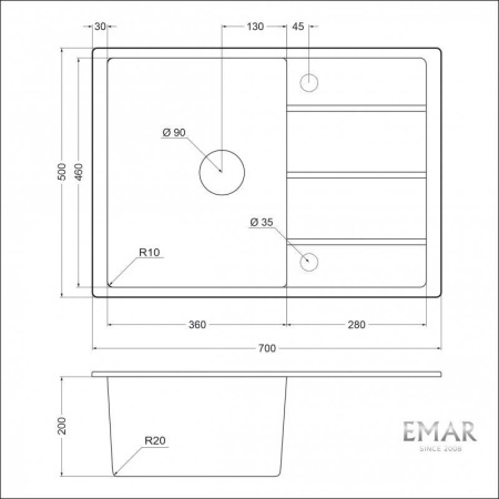 Кухонная мойка Emar EMQ-1700.Q Берилл