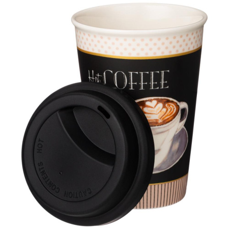 Кружка Lefard Coffemania с силик. крышкой серая 390 мл 260-652