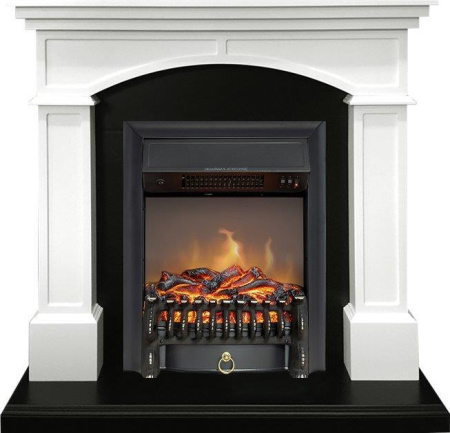 Каминокомплект: Портал Langford STD белый, черный с очагом Royal Flame Fobos FXM Black RC