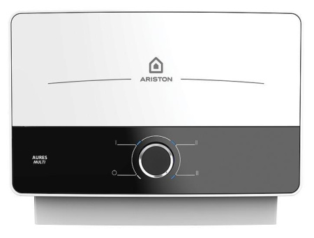 Водонагреватель проточный Ariston Aures M 12 TR, Прямоугольная, Цвет Белый