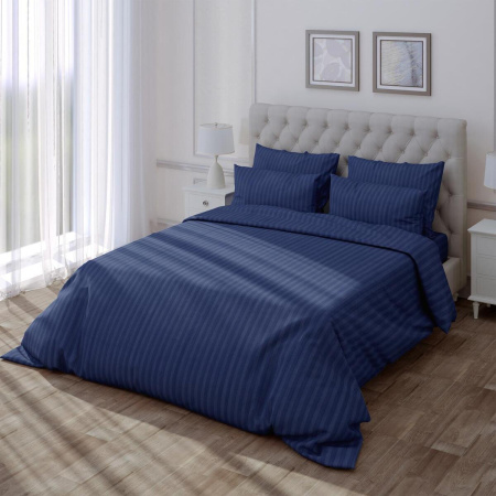 Простыня на резинке Verossa Stripe 160/200/30 Indigo Сатин 784505
