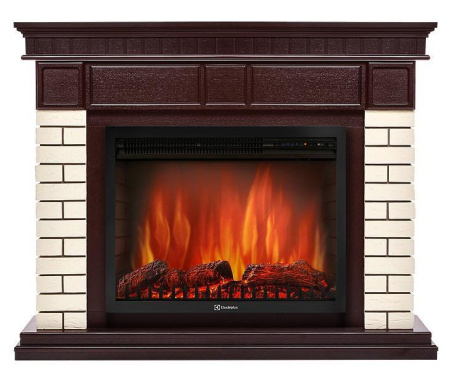 Портал Firelight Bricks 30U (угловой) камень бежевый, шпон темный дуб
