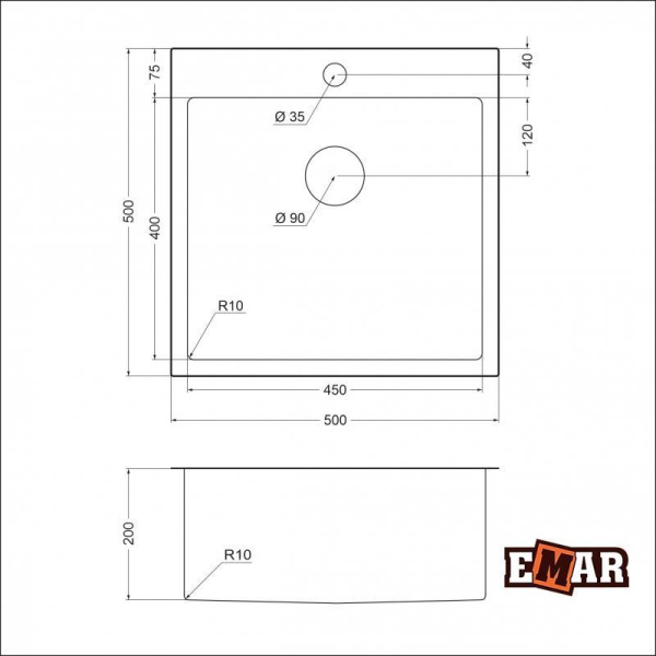 Кухонная мойка Emar EMB-117A PVD Nano Satine