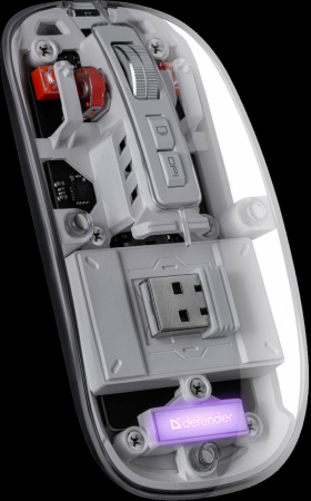 Мышь Defender Ixes MM-999 LED Беспроводная Бесшумная (USB+BT) Прозрачная