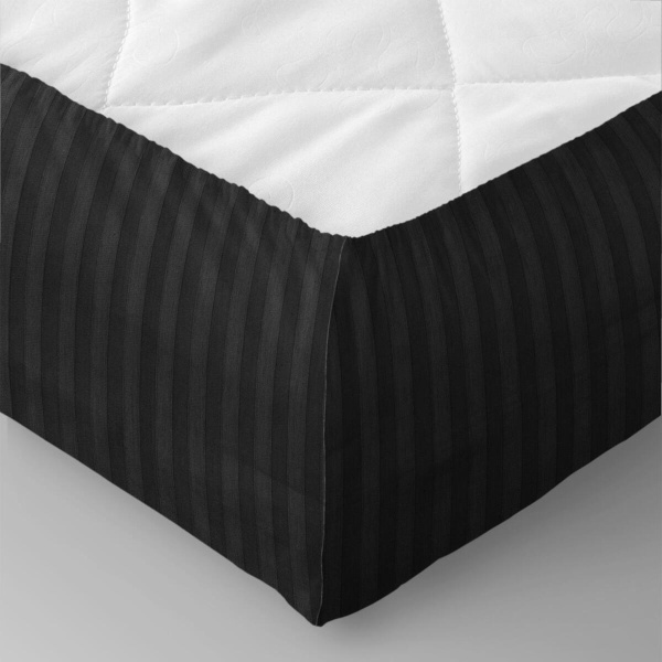 Простыня на резинке Verossa Stripe 200/200/30 Black Сатин 784523