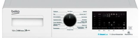 Стиральная машина с фронтальной загрузкой Beko WSPE7H616W, Max загрузка - 7,5кг, Max отжим - 1 200об/мин., цвет Белый