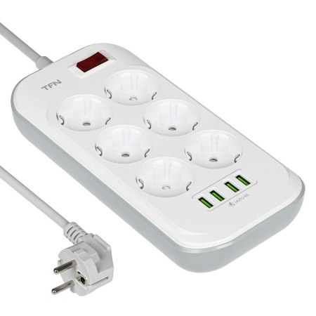 Сетевой фильтр с USB зарядкой TFN POWER 3 White