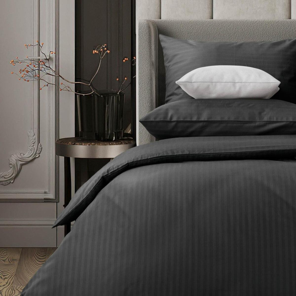 КПБ 1,5 сп Verossa Stripe Black 50/70 Сатин 738143
