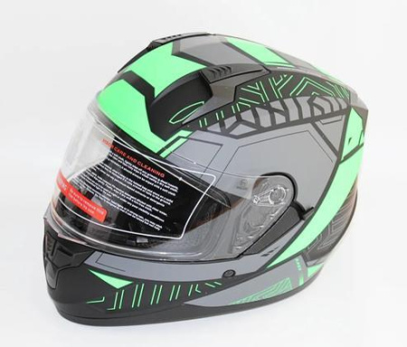 Мотошлем RACER BLD-M67E (XL) черный/зеленый