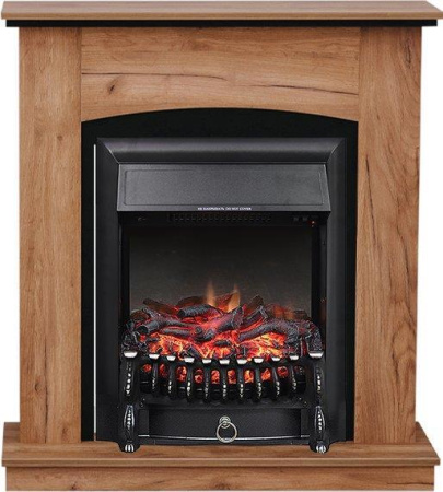 Каминокомплект: Портал Barcelona табачный дуб, черный с очагом Royal Flame Fobos FX Black